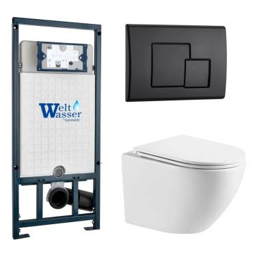 Комплект Weltwasser 10000011319 подвесной унитаз Merzbach 043 GL-WT + инсталляция Marberg 507 + кнопка MAR 507 SE MT-BL