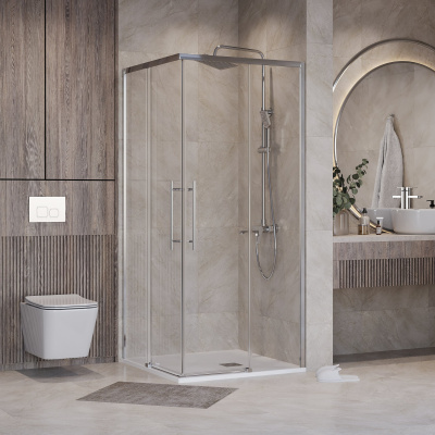 Niagara Nova NG-6629-34 (90*90*195) квадрат, раздвижная, хром, стекло прозрачное,1 место без поддона