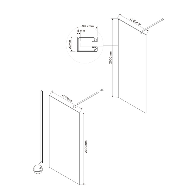 Vincea Walk-In VSW-1H120CL, 1200x2000, хром, стекло прозрачное