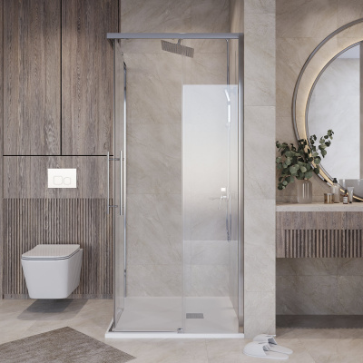 Niagara Nova NG-6629-34 (90*90*195) квадрат, раздвижная, хром, стекло прозрачное,1 место без поддона