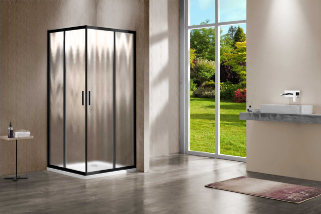 Vincea Garda VSS-1G900CHB, 900x900, черный, стекло шиншилла без поддона