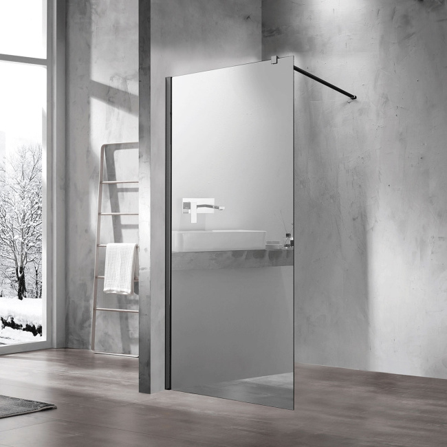 Vincea Walk-In VSW-1H900MRB, 900x2000, черный матовый, стекло зеркальное