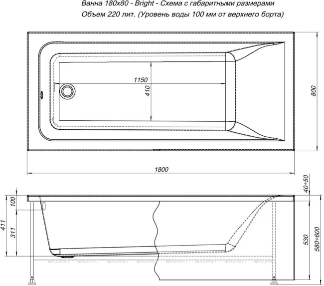 Aquanet BRIGHT 180*80 (232987)