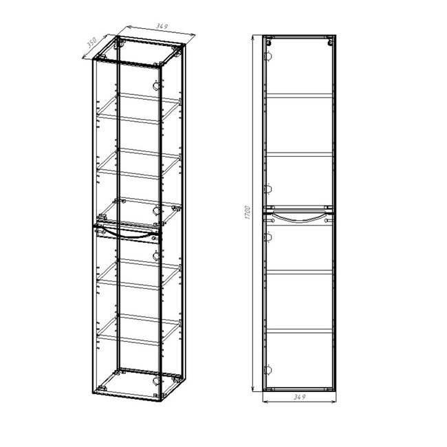 Vincea Mia VSC-2M170GW-R подвесной, 1700*350*350, G.White, правый
