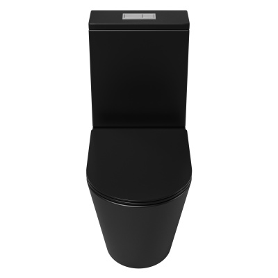 Grossman GR-4458BMSQ (640х360х835) безободковый,черный матовый с тонкой крышкой,микролифт,смыв торнадо,2 места