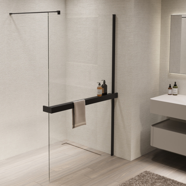 Vincea Walk-In VSW-1HR110CLB, 1100*2000, черный, стекло прозрачное