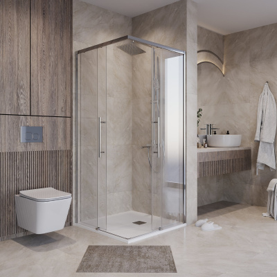 Niagara Nova NG-6629-34 (90*90*195) квадрат, раздвижная, хром, стекло прозрачное,1 место без поддона