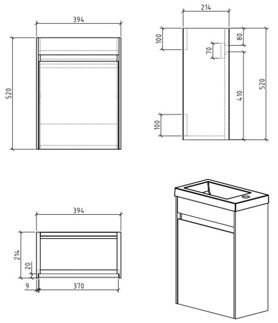 BelBagno Pietra Mini 39 см PIETRA MINI-400-1A-SO-SCM-L