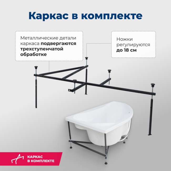 Aquanet Capri 170x110 L (с каркасом и фронтальной панелью)