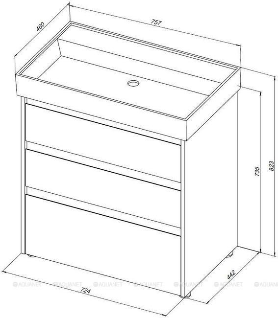 Aquanet Nova Lite 75 3 ящ. дуб рустикальный с раковиной