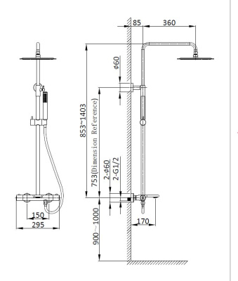 Vincea Vogue VSFS-1V1TBG термостатическая, брашированное золото