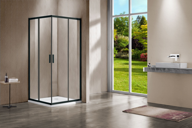 Vincea Garda VSS-1G1111CLB, 1100*1100, черный, стекло прозрачное без поддона