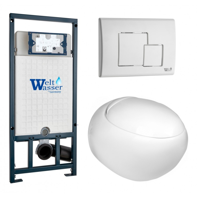 Комплект Weltwasser 10000010726 подвесной унитаз Jeckenbach 004 GL-WT + инсталляция Marberg 507 + кнопка MAR 507 SE GL-WT