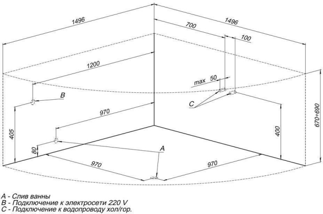 Aquanet Malta New 150x150 (с каркасом)