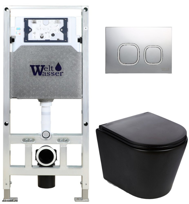 Унитаз с инсталляцией WeltWasser AMBERG 506 ST + SALZBACH 043 MT-BL + AMBERG RD-CR