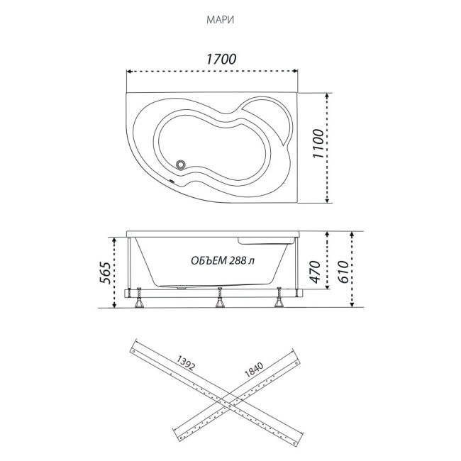 SanDav обрезанная Мари 170-левая с каркасом (Щ0000046666)