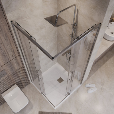 Niagara Nova NG-6629-34 (90*90*195) квадрат, раздвижная, хром, стекло прозрачное,1 место без поддона