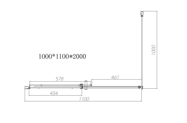 Vincea Dice VSR-4D1011CLGM, 1100*1000, вороненая сталь, стекло прозрачное