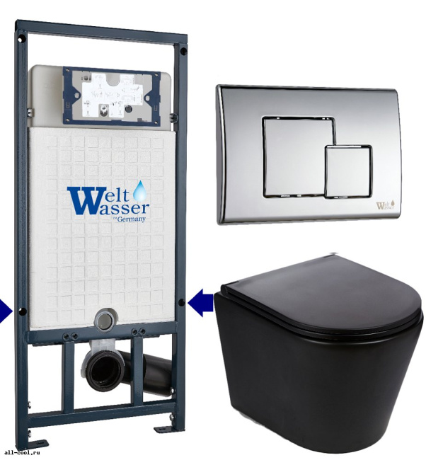 Унитаз с инсталляцией WeltWasser MARBERG 507 + SALZBACH 043 MT-BL + MAR 507 SE-CR